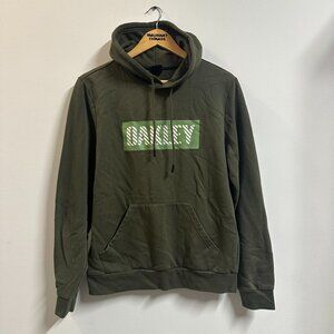 Y2K Oakley Men's Pullover Hoodie Sweatshirt Olive Green Size Small